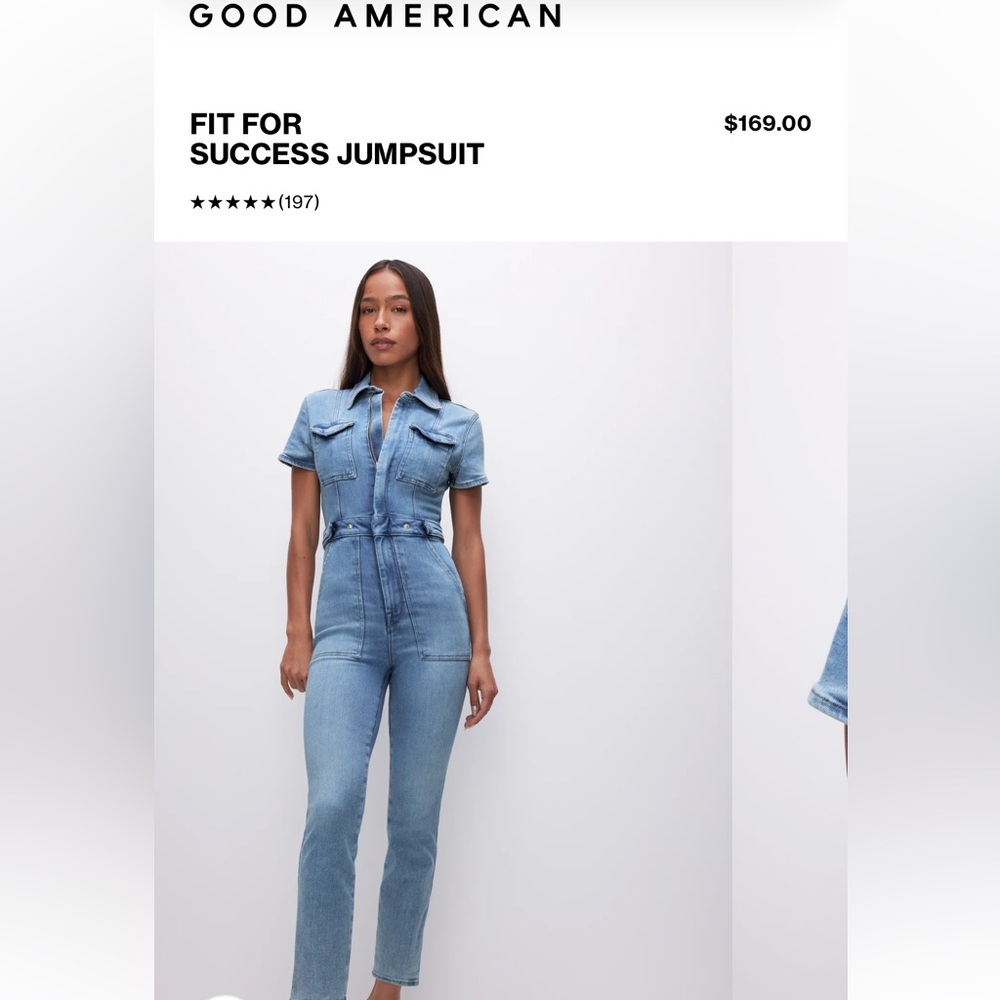 NWT Good American Fit For Success Jumpsuit Blue274 Small